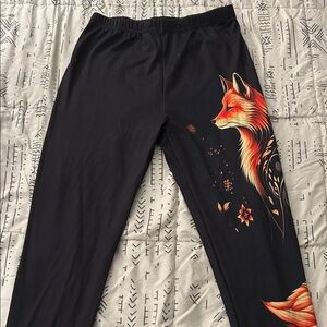 Black Leggings with Fox Design